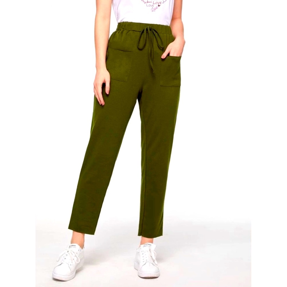 Tie Waist  Patch Pocket Pants